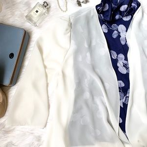 Cream Sheer Flowy Open Cardigan 3/4 Sleeves